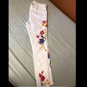 Topshop White print floral pants